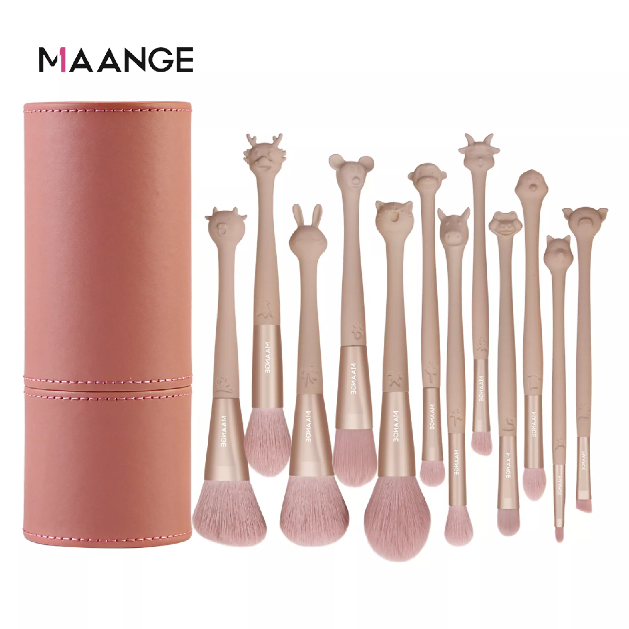MAANGE 12Pcs Make up Brushes for Blush Powder Eyebrow Eyeshadow Brush Set With Storage bucket - image 1