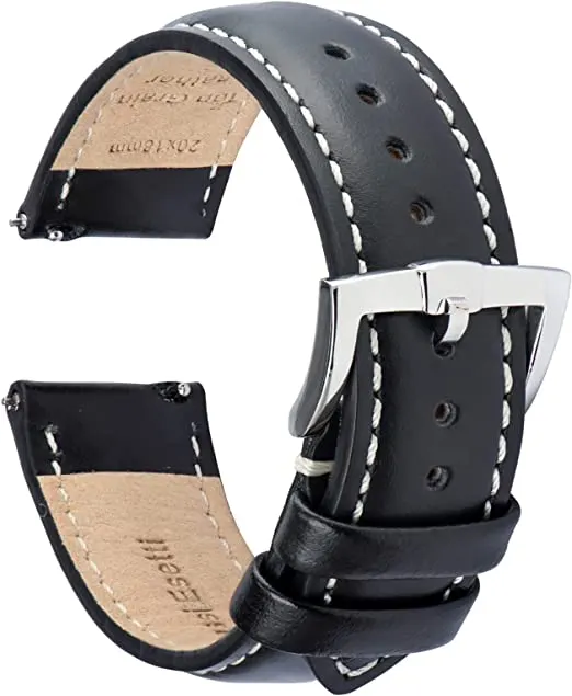 Leather Strap For 22 mm Smart Watch with Stainless Steel Buckle