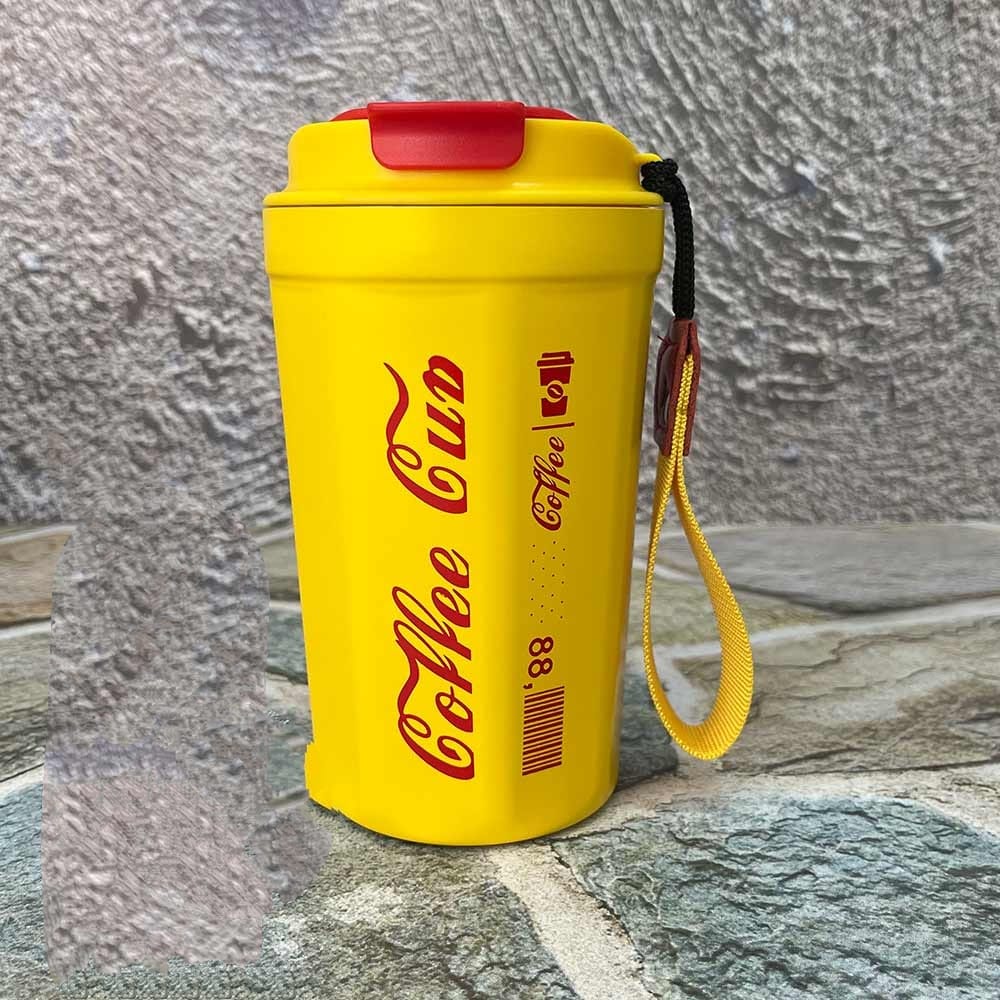Stainless Steel Double Wall Vacuum Insulation Leak Proof Hot/Cold Travel Coffee Mug With Lid 500ML - Yellow