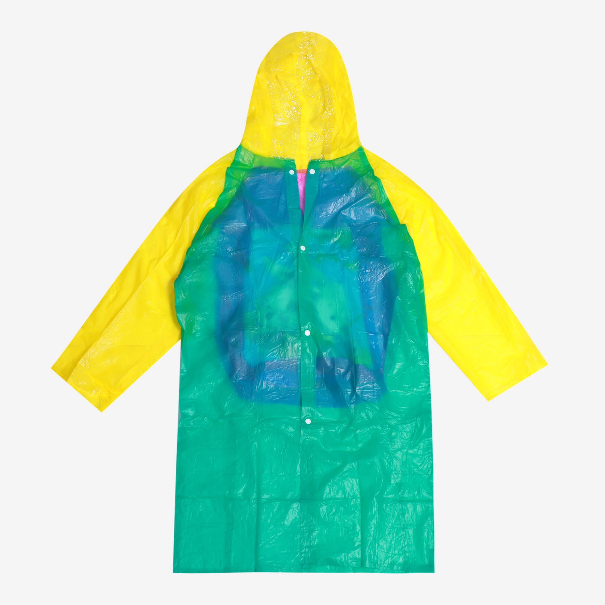 Green / Pink Plastic Carton Printed Raincoat For Kids