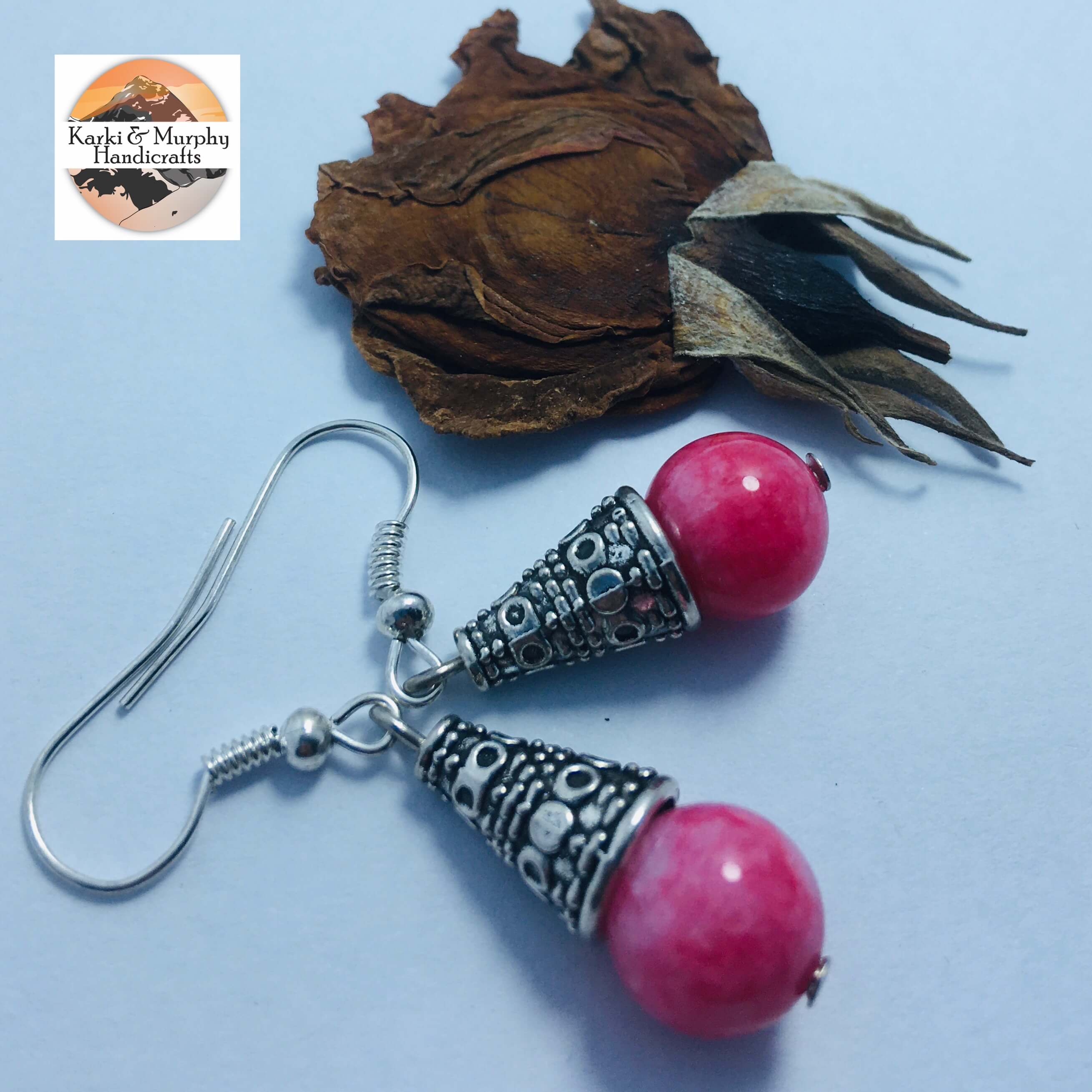 Pink Cherry Beads Drop Earrings