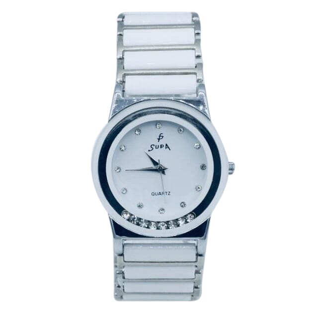 Supa Round White Fancy Watch For Women- 693