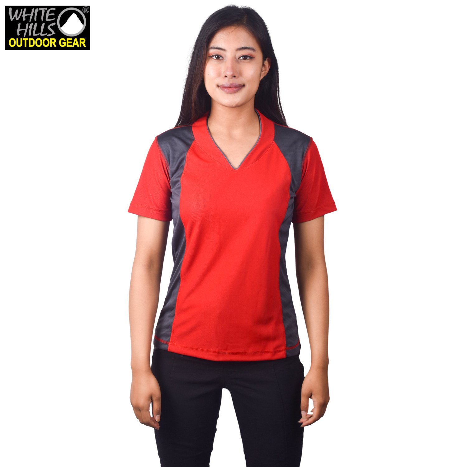 Multicolor Red Black Trekking and Outdoor Sports T-shirts for Women