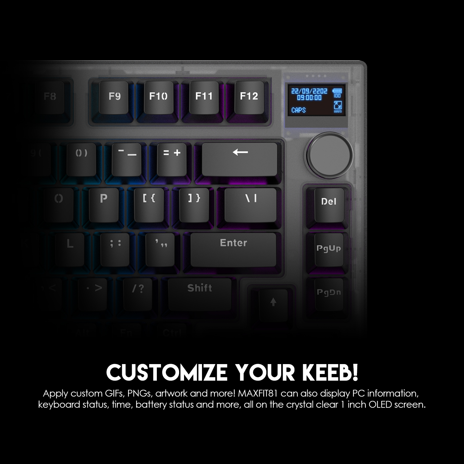 Fantech Maxfit81 MK910 Wireless Bluetooth 75% Mechanical Keyboard Gaming ABS-Black(Red Switch)