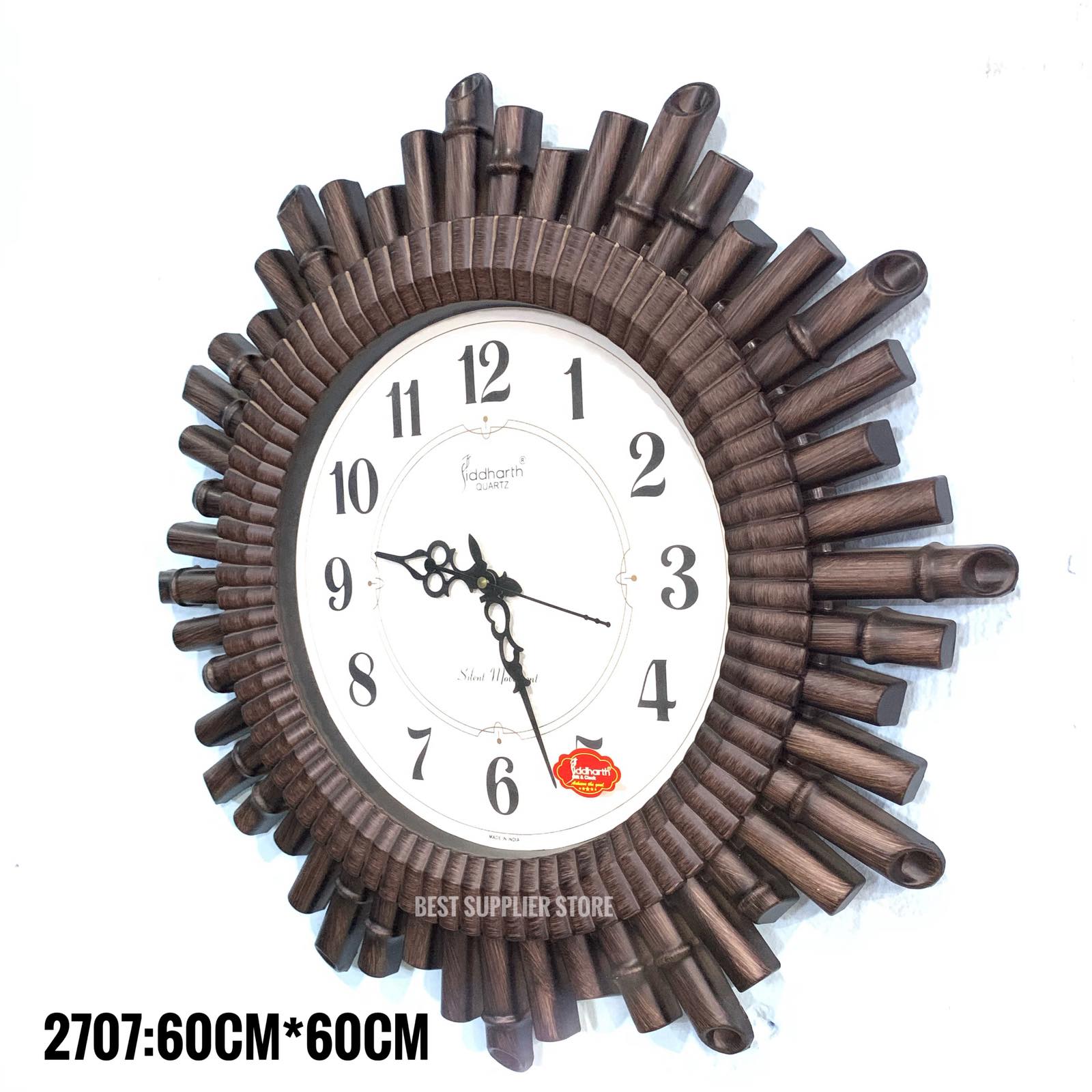 Bamboo Designers Design Body Large ( Big) Size Round Dial Wall Clock For Office, Hotel, Restaurant, Home, Living Room
