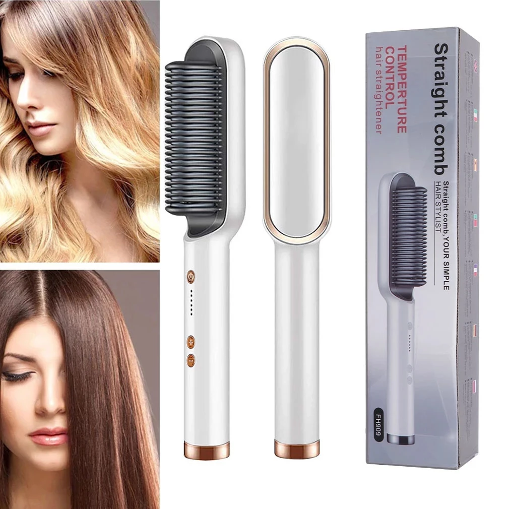 Straightening Heat Comb Tourmaline Ceramic Multifunctional Hair Straightener Brush Bigudi Straightener Brush Styling Tools
