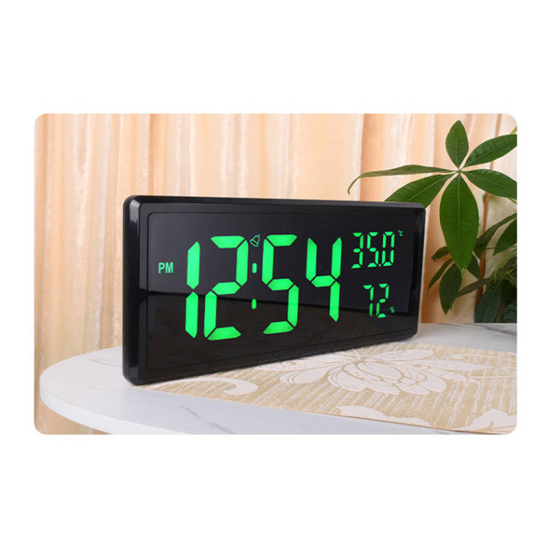 Electronic Desktop Clock with Large Numbers, Alarm Clock, humidity and temperature (3808L) green backlight