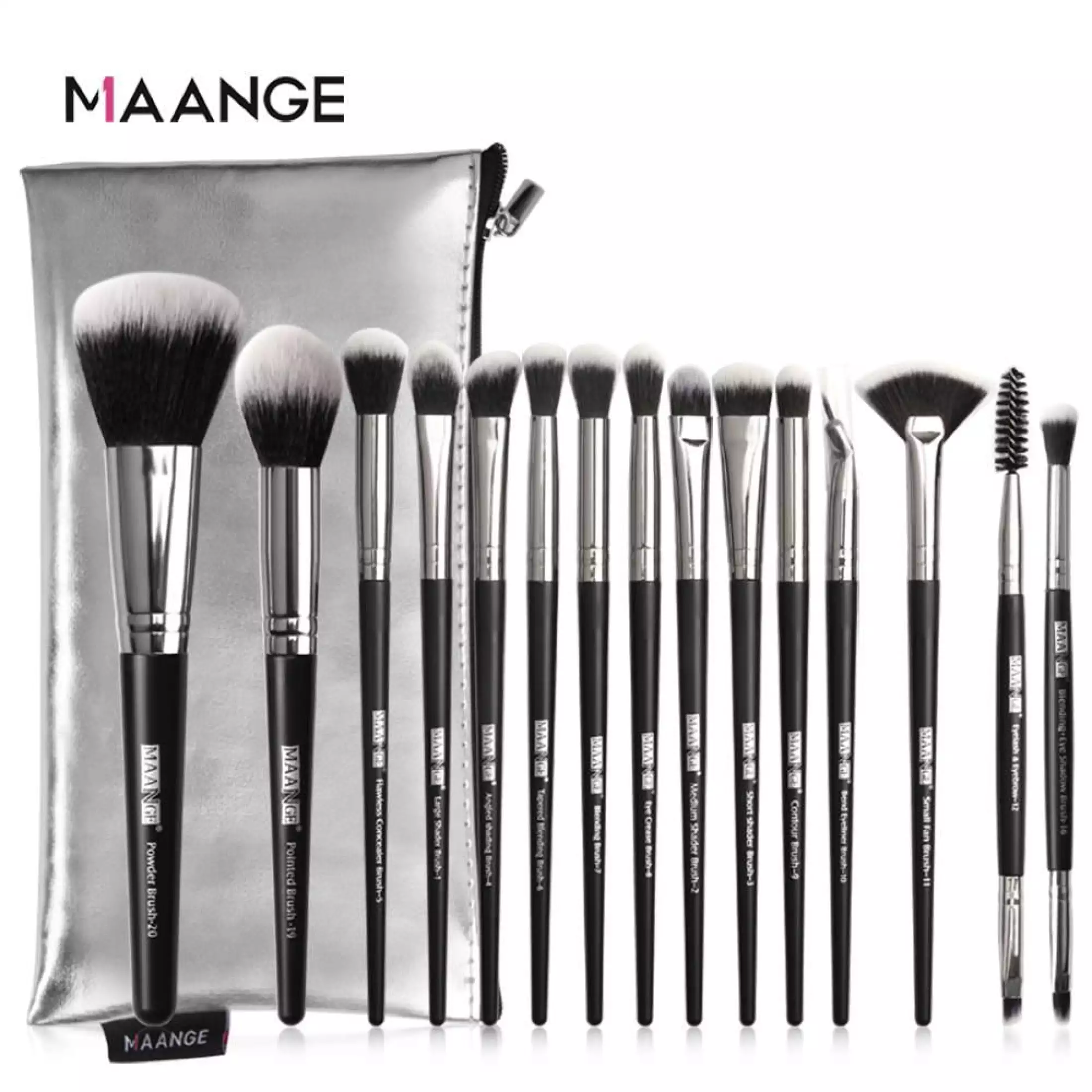MAANGE Pro 15Pcs Makeup Brushes Set Brush Powder Eyeshadow Make Up Brush with Bag Case - image 1