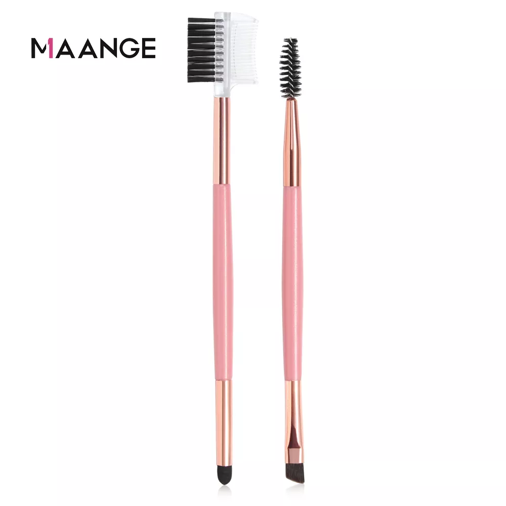 MANAGE 2pcs Double Head Beveled Eyebrow Brush Eyelash Makeup Brush Blush Natural Finish MAG51103 - image 1