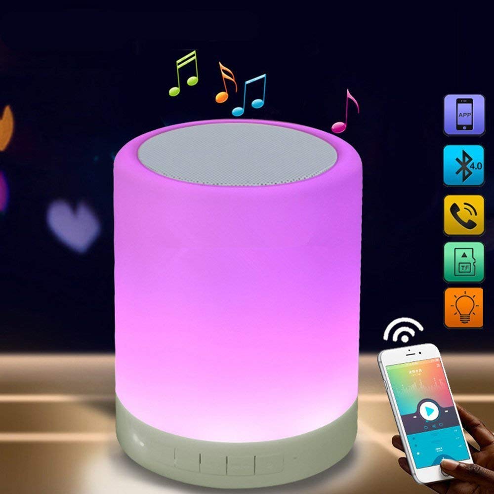 Night Light Bluetooth Speaker Portable Wireless Touch ContrOl Color LED Bedside Table Lamp