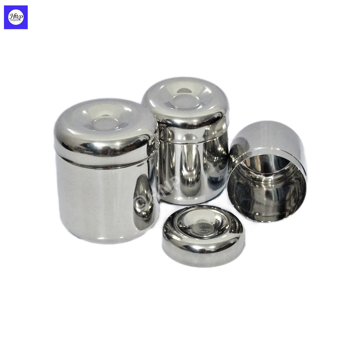 DeviDayal Stainless Steel Apple Shaped Deep Dabba( Container ) Set Of 3 ( 7 cm to 9 cm)