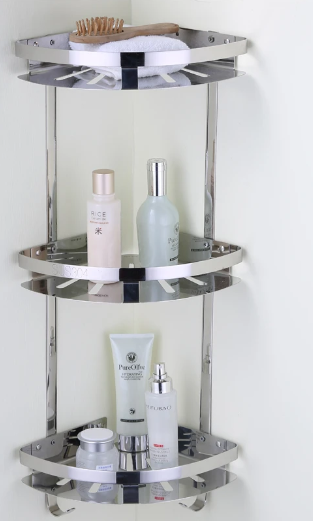 Stainless Steel 3 Layer Triangle Corner Shelf Bath Shower Organizer Rack Storage Shelves