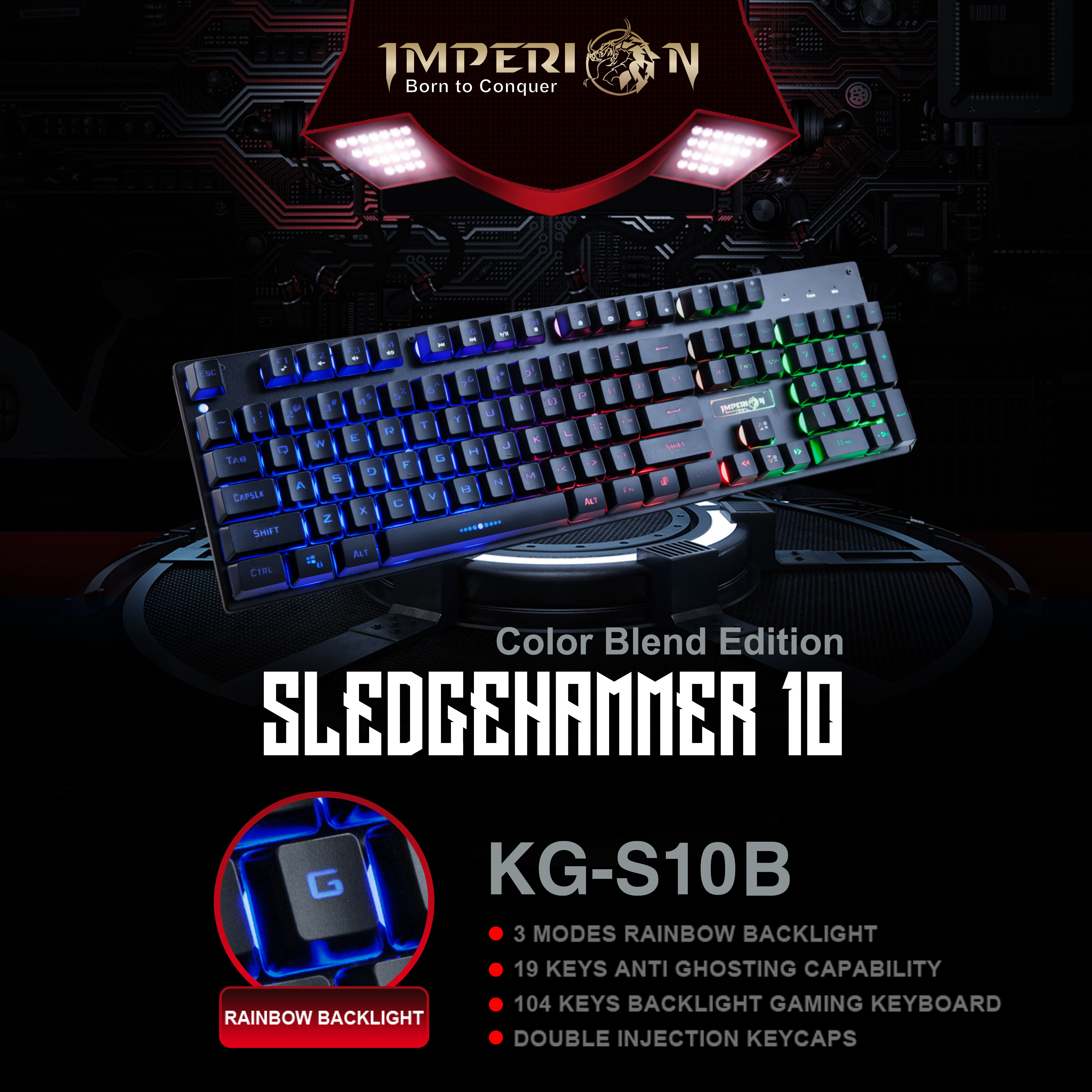 Imperion Sledgehammer 10 KG-S10B Membrane RGB Gaming Keyboard