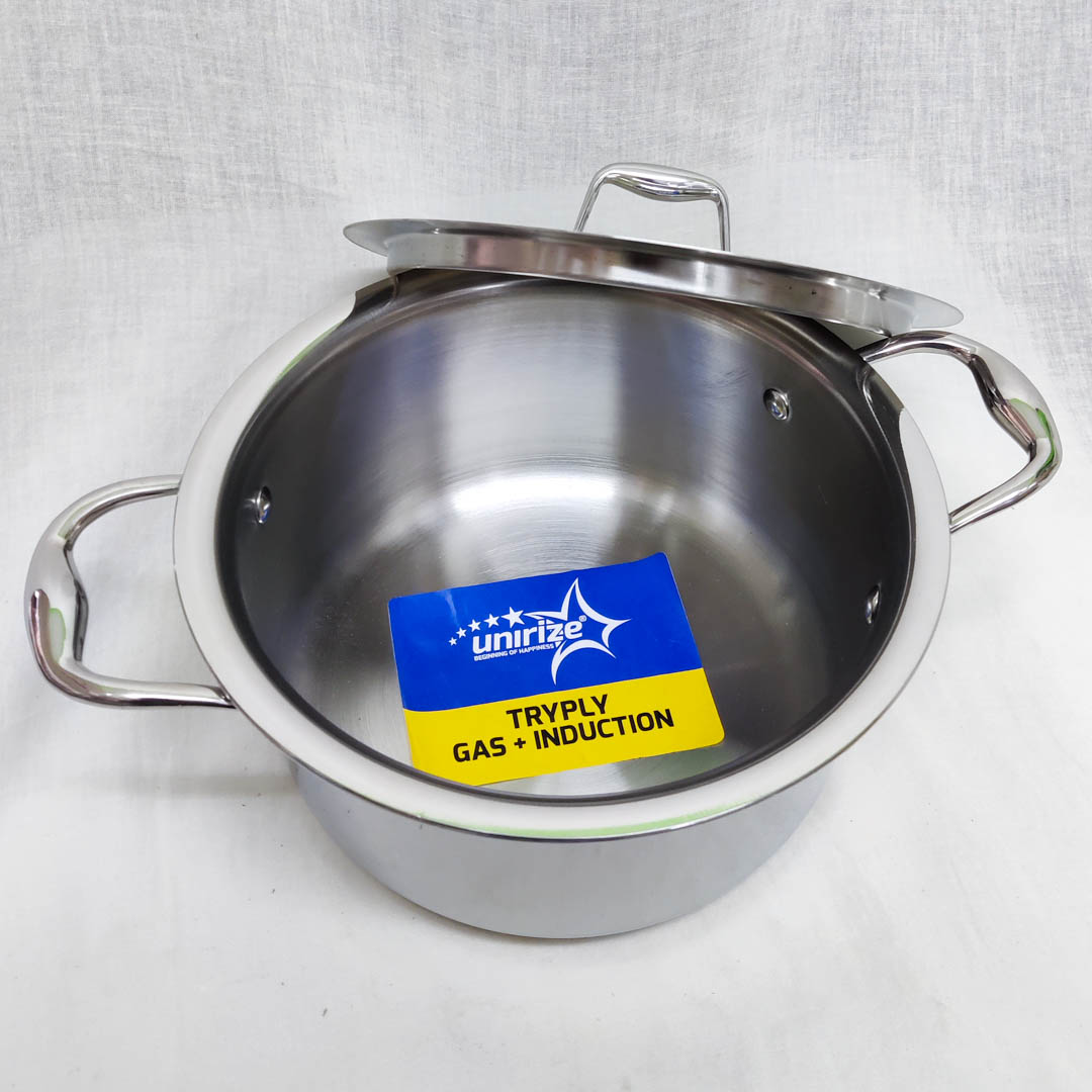 Unirize Triply Stainless Steel Induction 2 Ltr Casserole Pot with Stainless Steel Lid