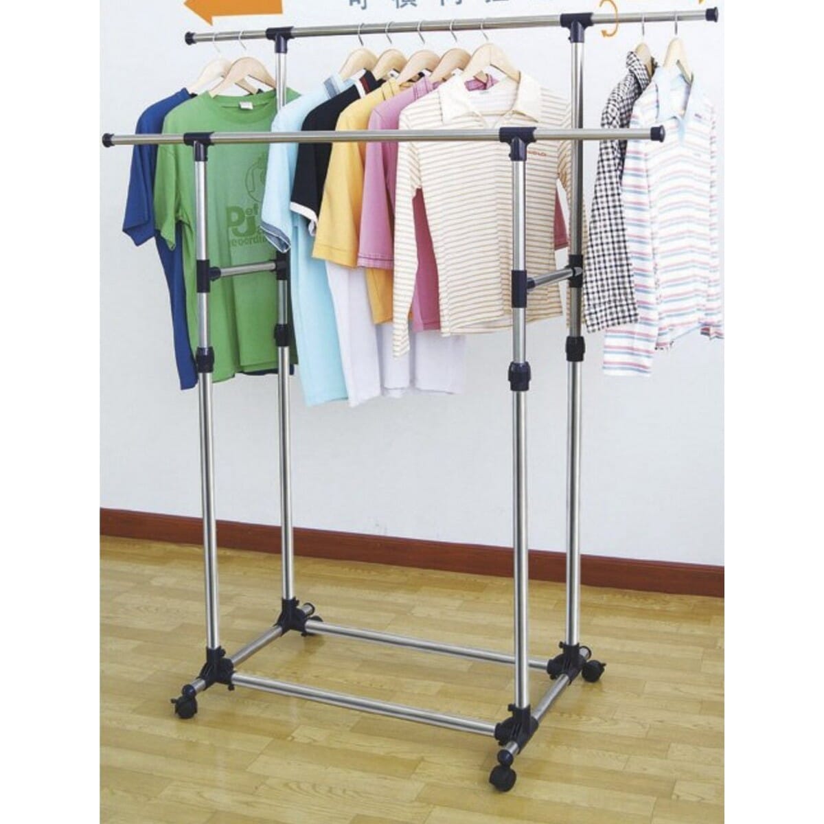 Stainless Steel DL-202 Heavy Double Pole Cloth Hanger Capable Of 60kg