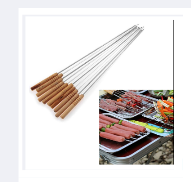 Barbecue Skewers, Meccion 12Pcs Stainless Steel Barbecue String With Wooden Handle Bbq Stick Needles