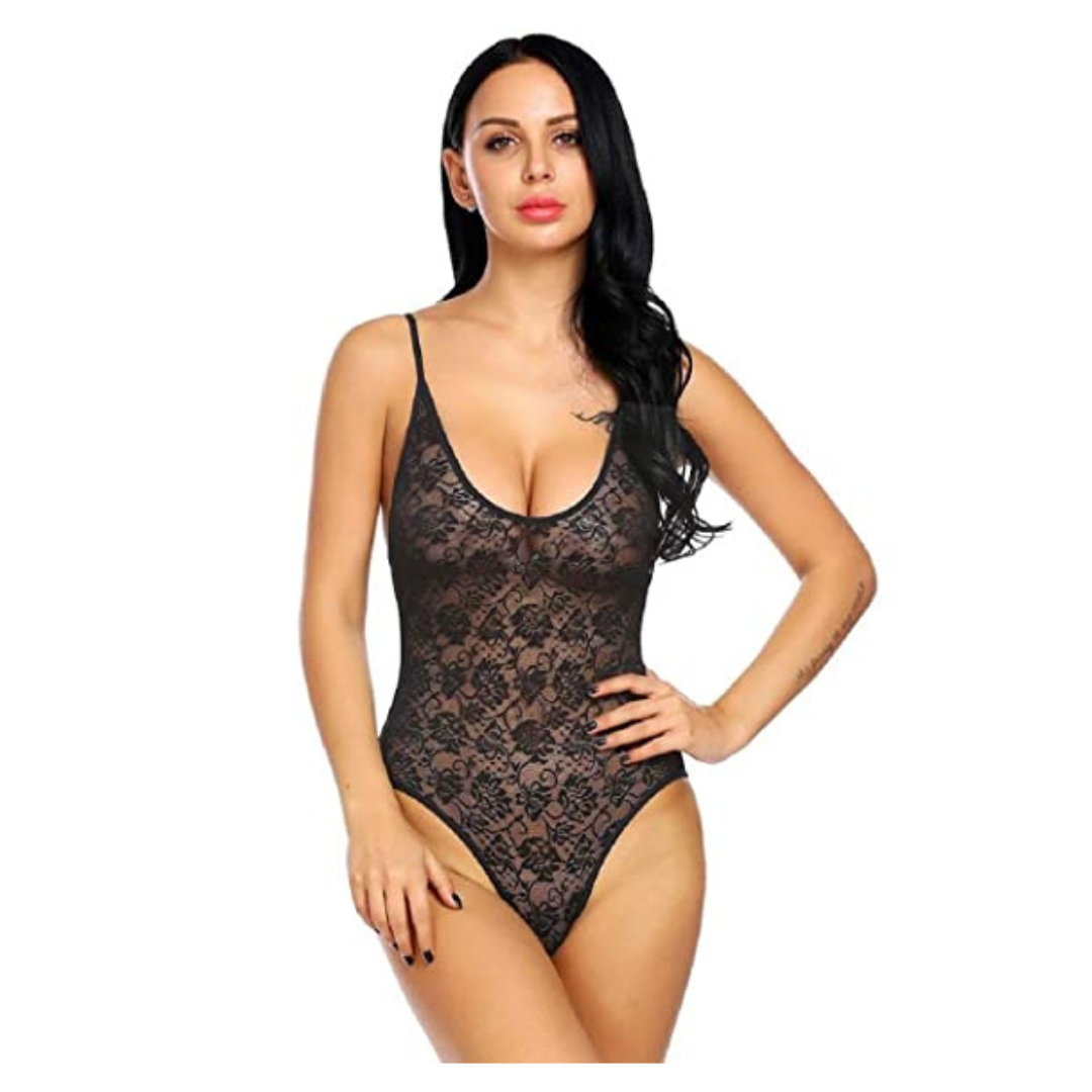Women's Sexy Net Transparent Nightwear Babydoll Sleepwear Night Suit Free Size Black Color