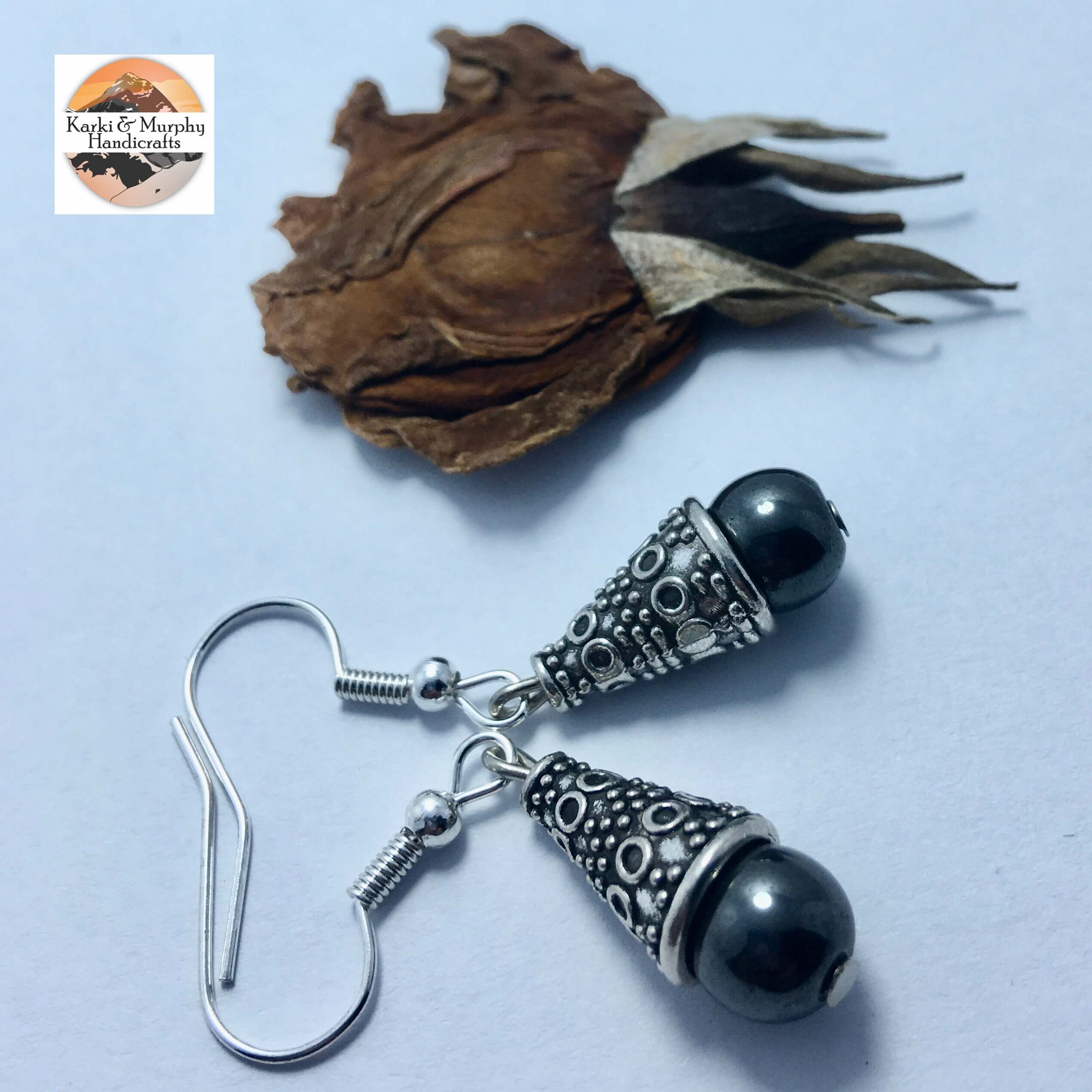 Black Cherry Beads Drop Earrings