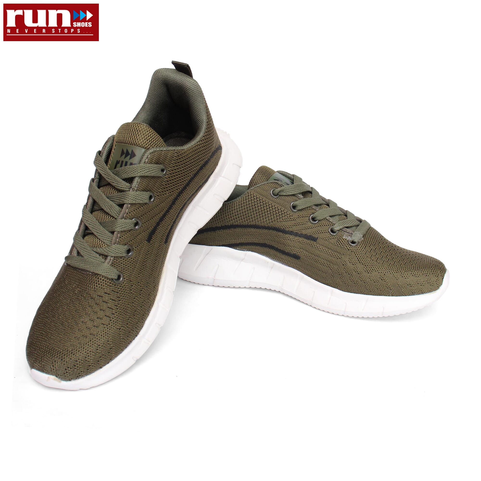 Run Shoes Army Green Running Shoes For Men (7069)