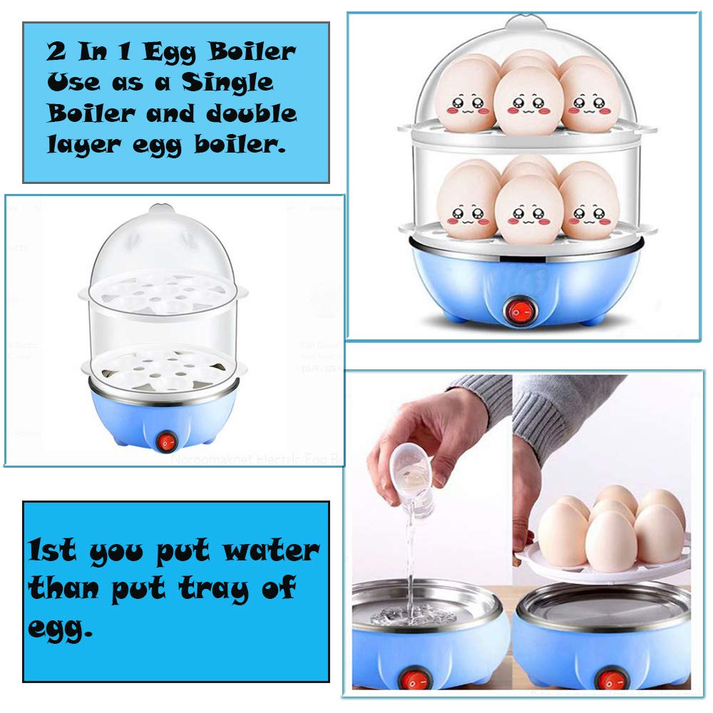 Double Layer Egg Boiler/Cooker for Kitchen/Outdoor Multifunctional Double Layer 14 Egg Electric Egg Boiler Cooker Kitchen Cooking Tool