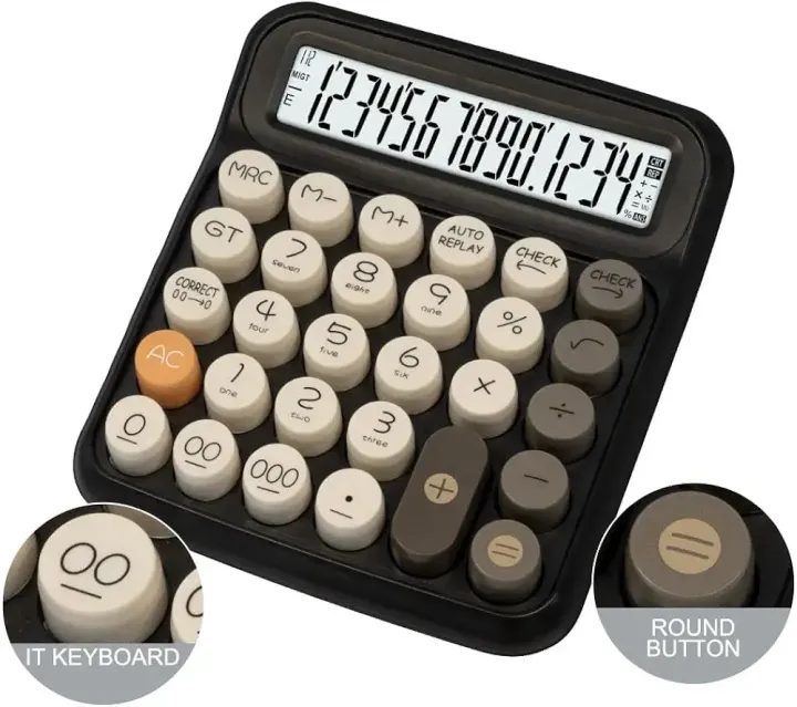 CITI.ZEV CT-013 Calculators Desktop, Large Display Big Button, and Battery Power, 12 Digit Small Basic Standard Functional Calculator Cute for Office, Home, School Steps check and Correct Calculator