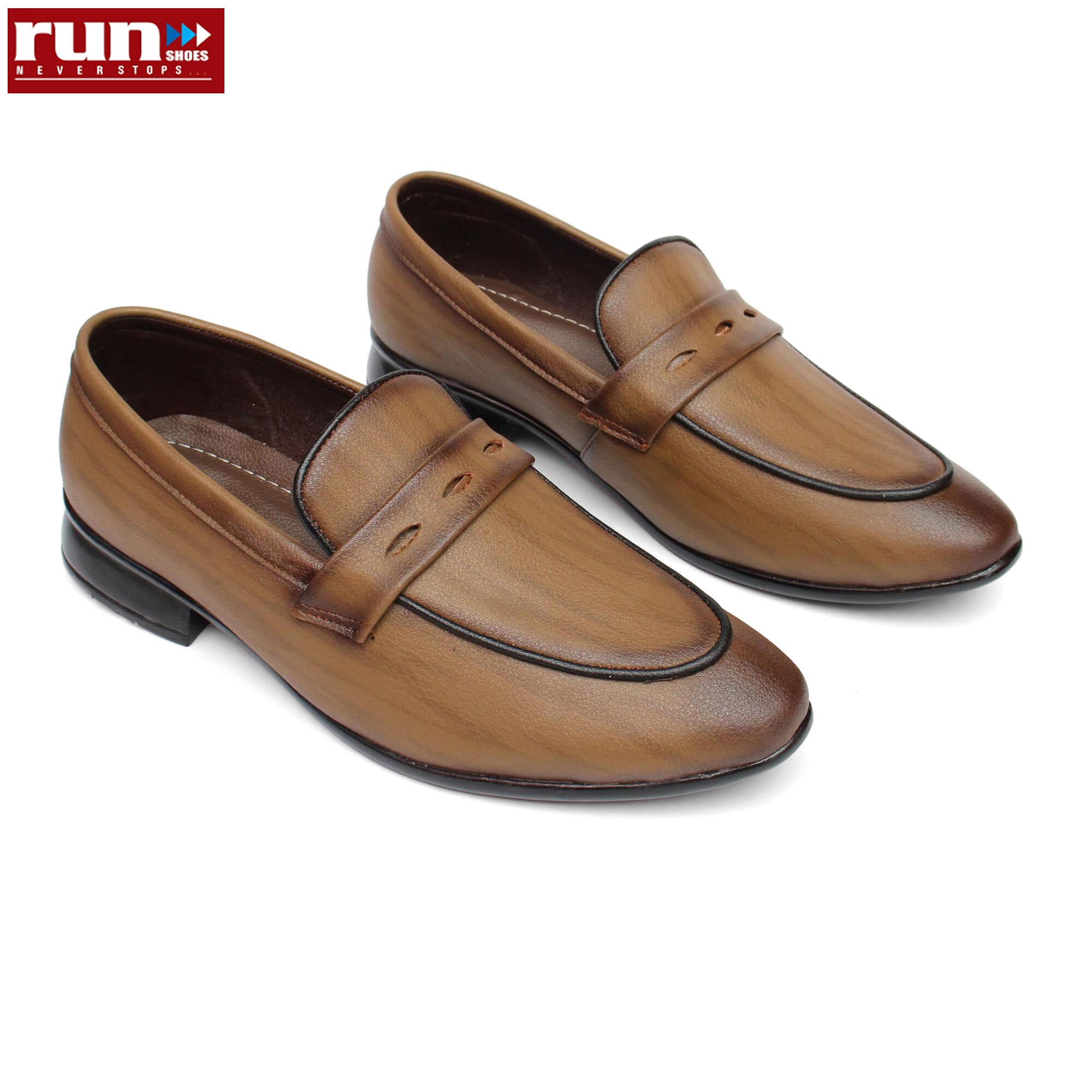 Run Shoes Brown Leather Party Wear Shoe (2218)