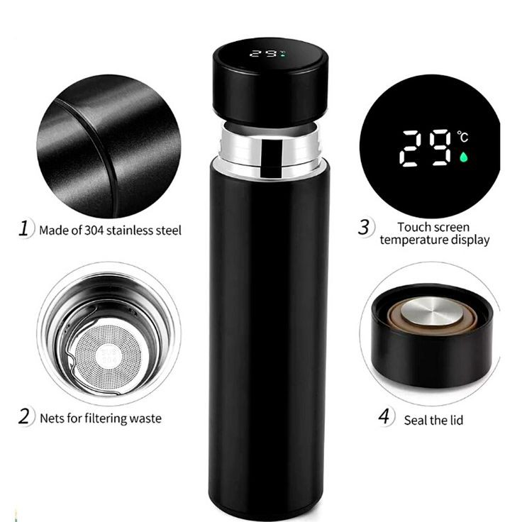 Digital Thermos Bottle 500ml, Stainless Steel Intelligent Thermos Cups