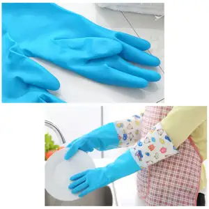 1 Pair Reusable Waterproof Dish Washing Cleaning Long Gloves Household Kitchen