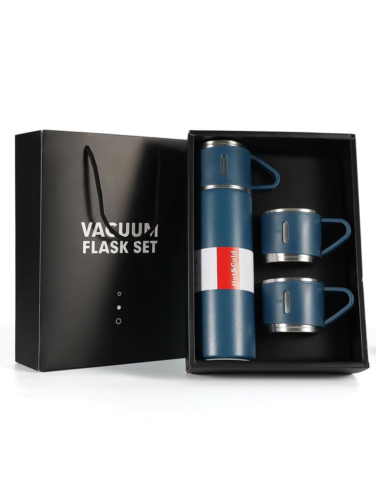 3Pcs Hot Cold Vacuum Flask Set Stainless Steel Thermos Bottle with Cup 500 ML