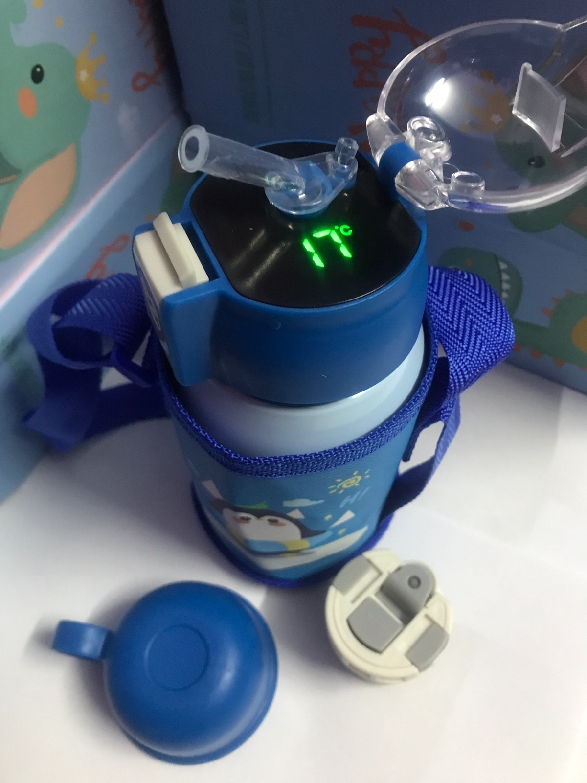 Children's Smart Thermos 316 Stainless Steel Digital Temperature Display Straw Water Bottle Cup Cute Cartoon Outdoor Bag Flasks