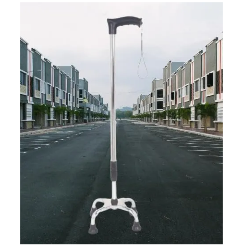 Aluminum Height Adjustable Walking Stick, Hand Stick with 4 Legs for Walking Support, Ideal for Old