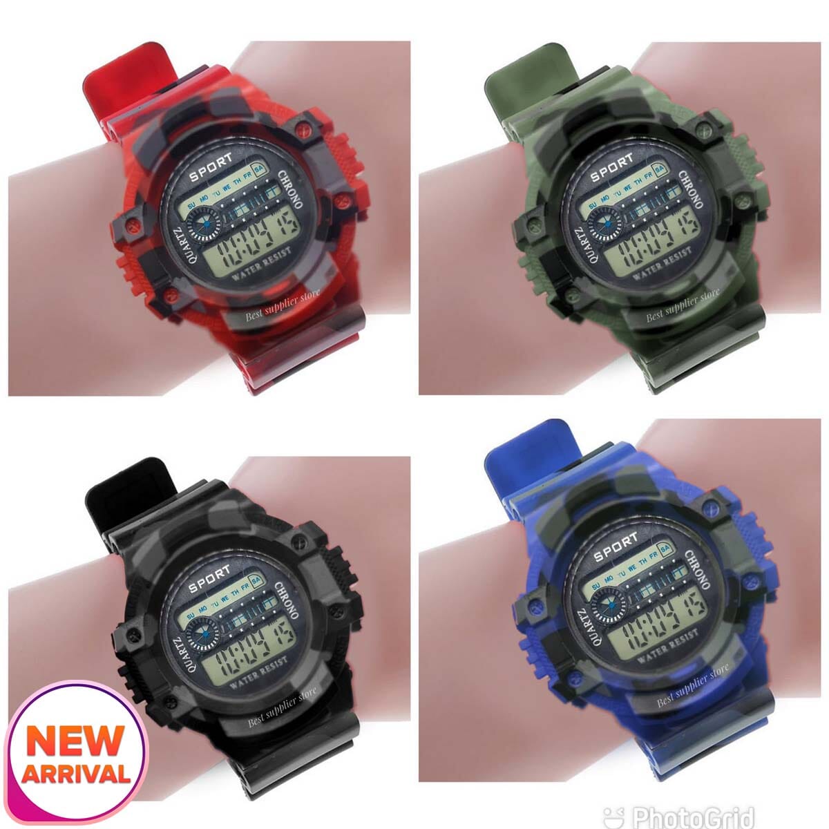 4 Pic Combo Pack Camouflage Military Sport Watches For Men Analog Men Watch Digital Waterproof Watch Men LED Wristwatch