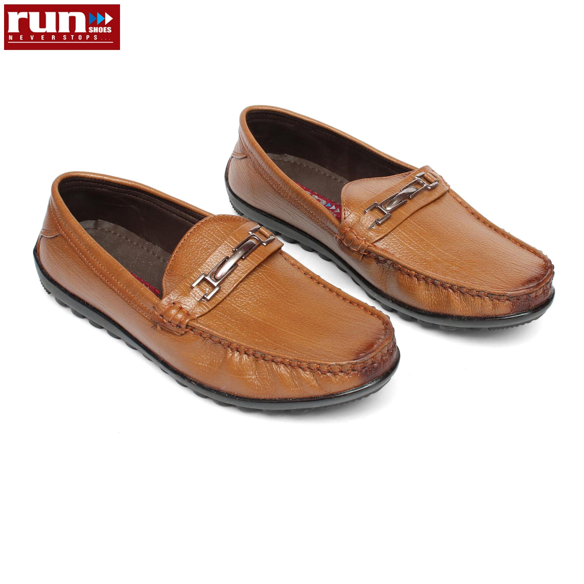 Run Shoes Brown Leather Slip-on Loafer Shoe For Men (2227) - image 1