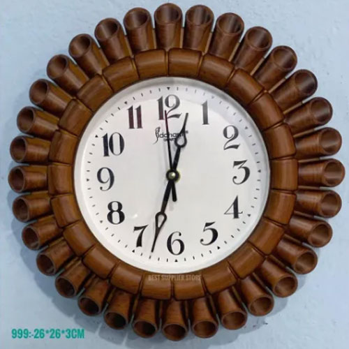 Attractive Medium Size Bamboo Design Wall Round Clock