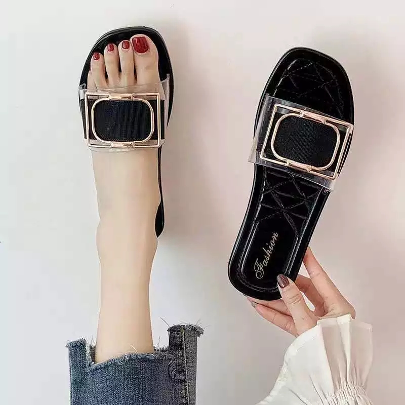 New Trending Black Buckle Design Slipper for Women
