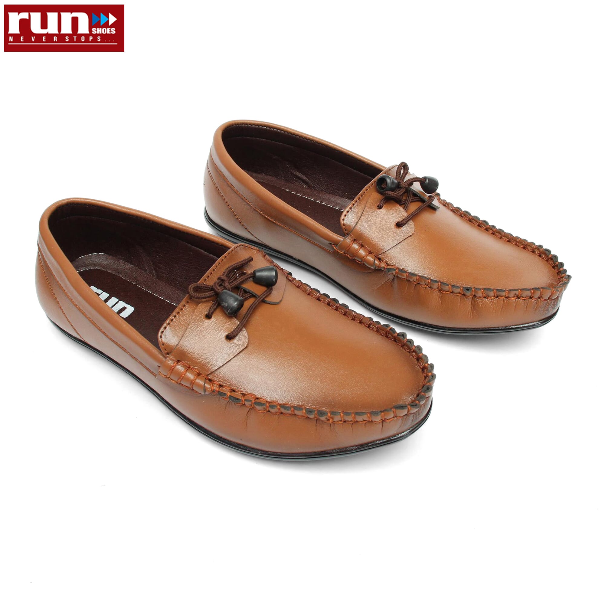 Run Shoes Brown Leather Slip-on Casual Loafer Shoe (2202)