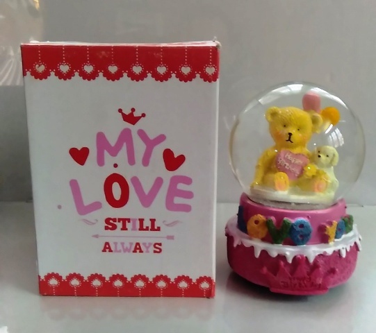 Love Happy birthday Printed novel gift Home decoration girl and boy inside water music box Glass snow ball water globe