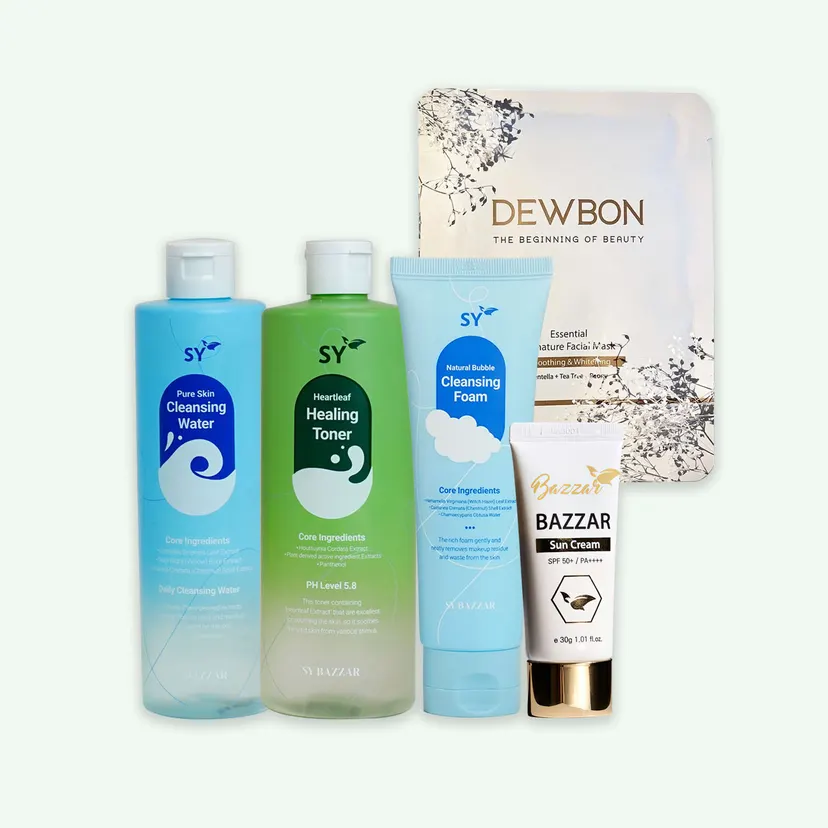 Combo of SY Healing Toner, SY Bazzar Sun Cream, SY Cleansing Water & SY Cleansing Foam