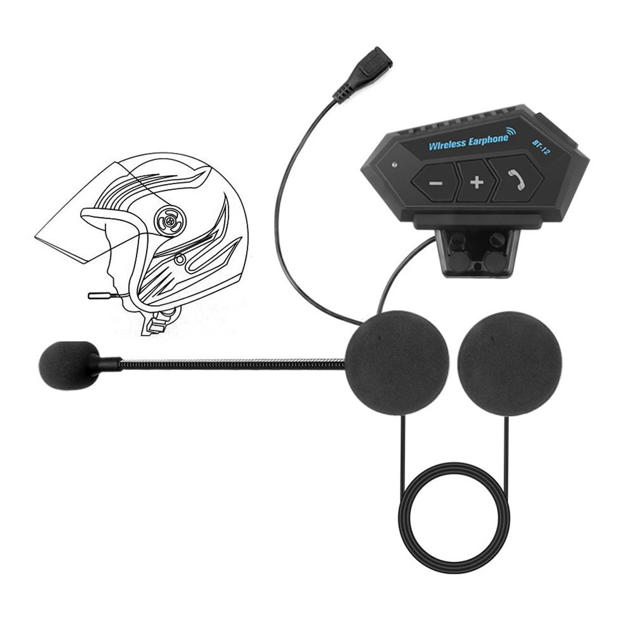 BT12 Motorcycle Helmet BT Headset Headphone