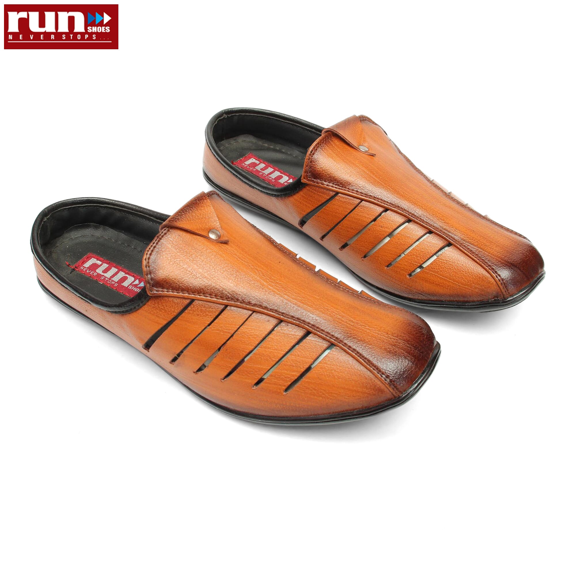 Run Shoes Brown Leather For Men (2162)