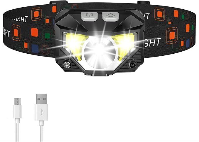 Headlamp Rechargeable 8 Modes for Outdoor Camping Running Hiking Fishing