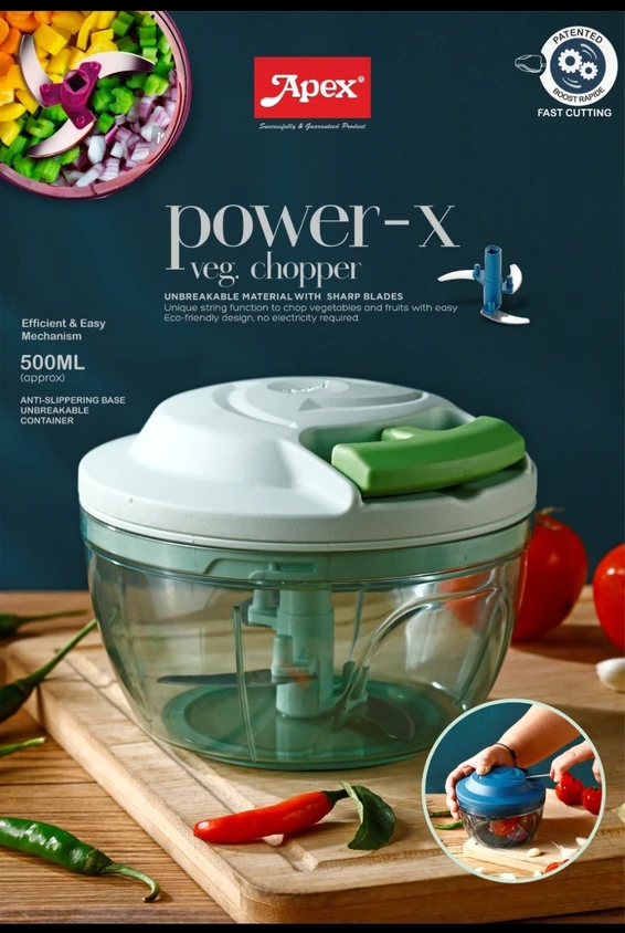 Apex Power-X Stainless Steel Blade Veg Chopper 500 ML