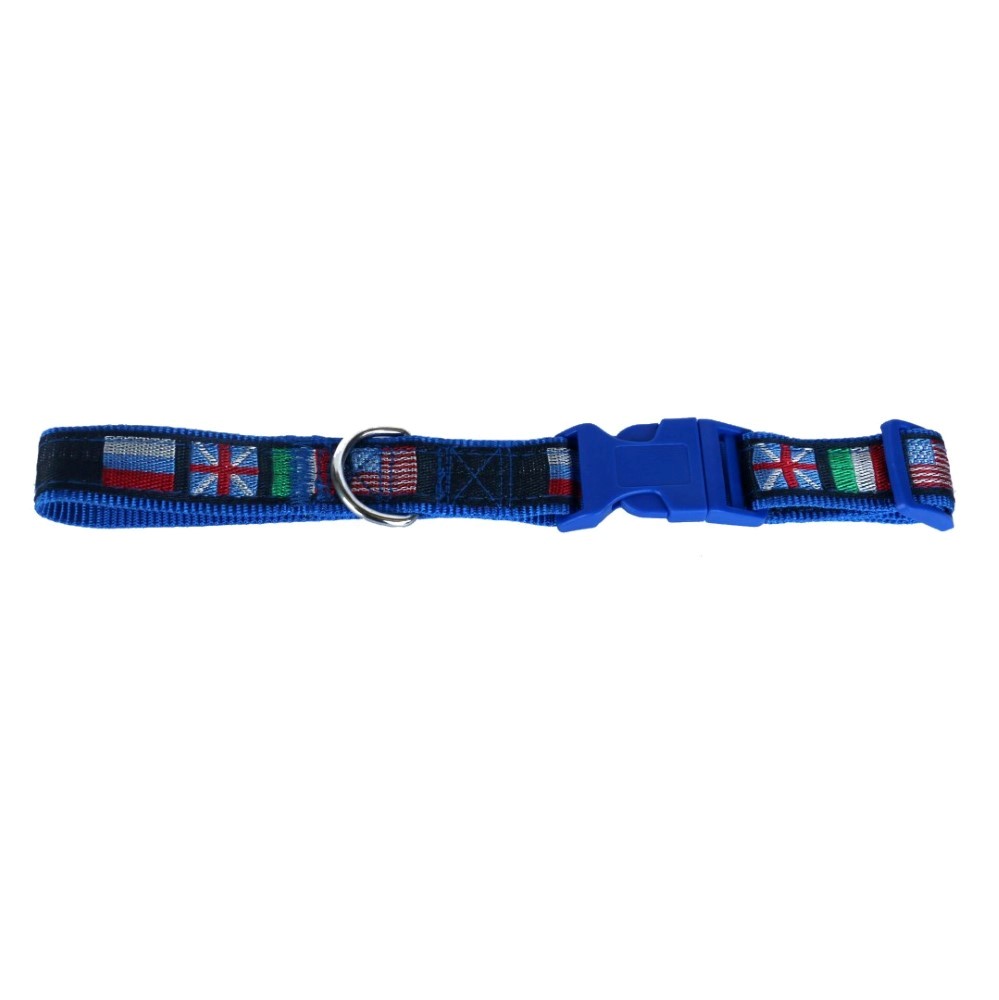 Blue Small Abstract Design Nylon Collar With Bell For Puppy