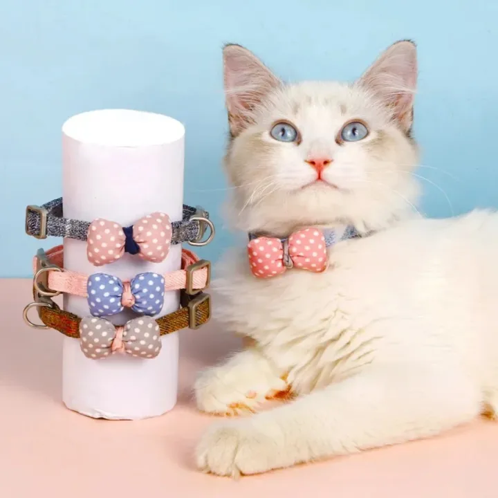 1Pcs Colorful Cute Bell Collar Adjustable Bow Tie for Beautiful Cat Collar