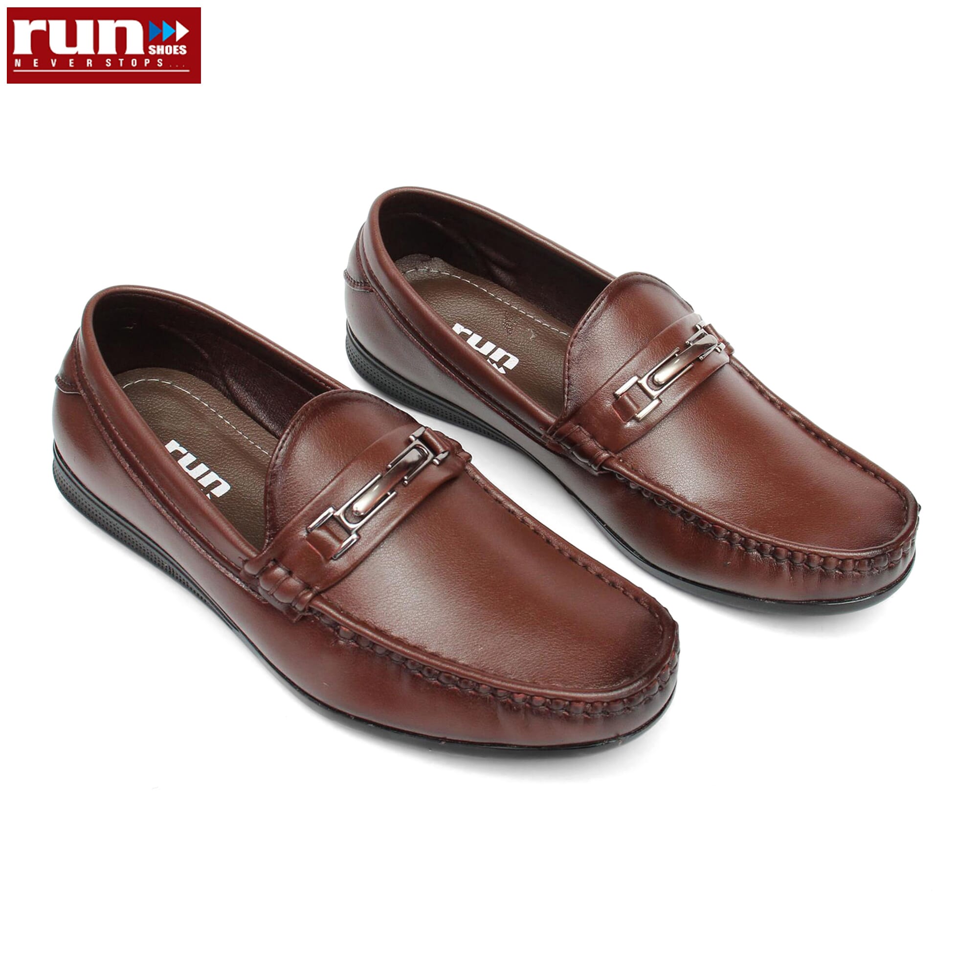 Run Shoes Dark Brown Leather Slip-on Party Shoe For Men (2229)