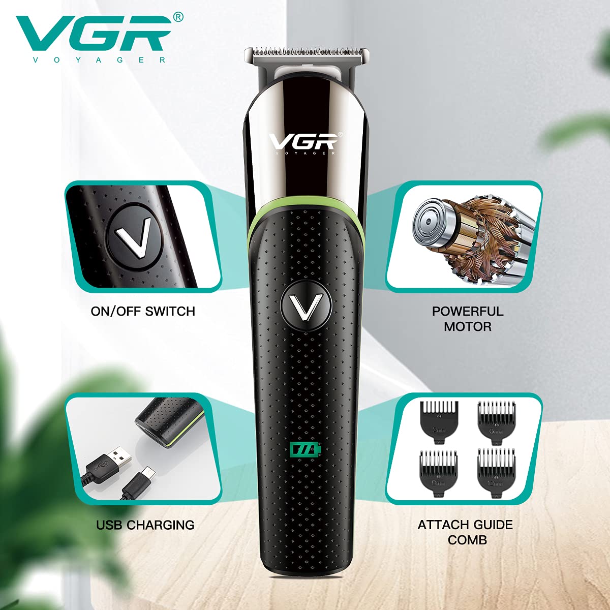 Hair And Beard Trimmer For New Hairstyle-Professional Hair And Beard Trimmer VGR V-191 ( Assorted Color)