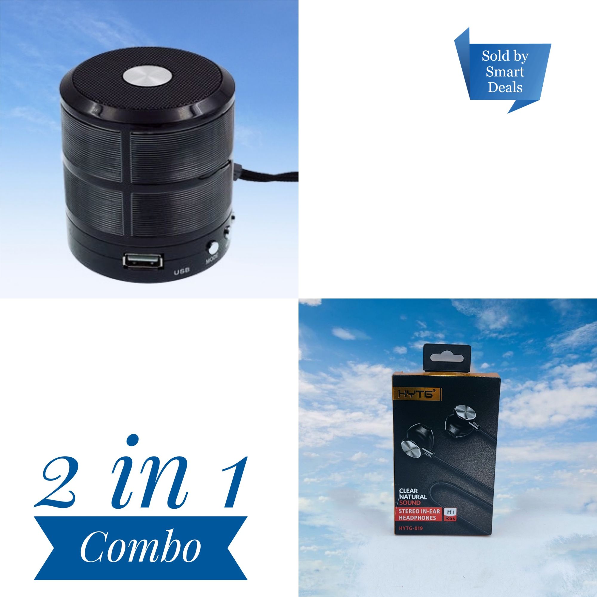 WS-887 Bluetooth Speaker And In-Ear Headphones Combo Set-1