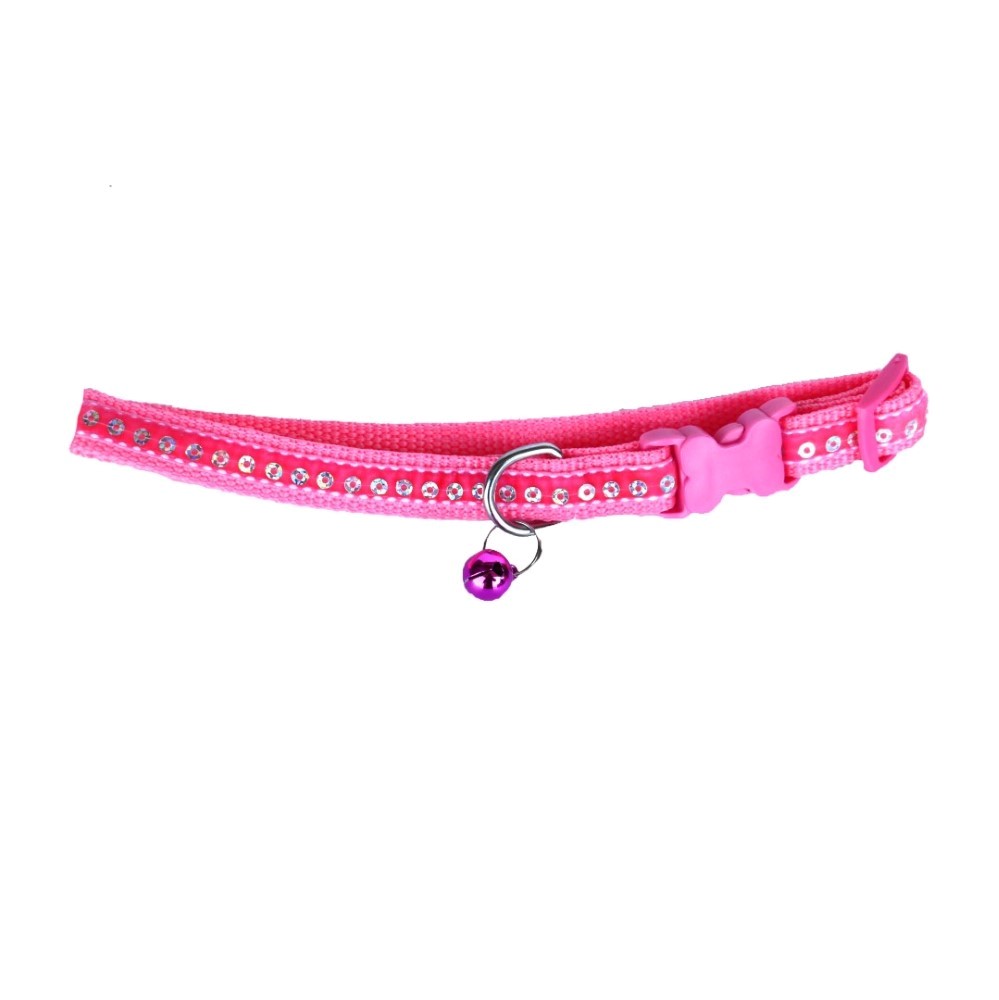 Pink Small Abstract Design Nylon Collar With Bell For Puppy ix