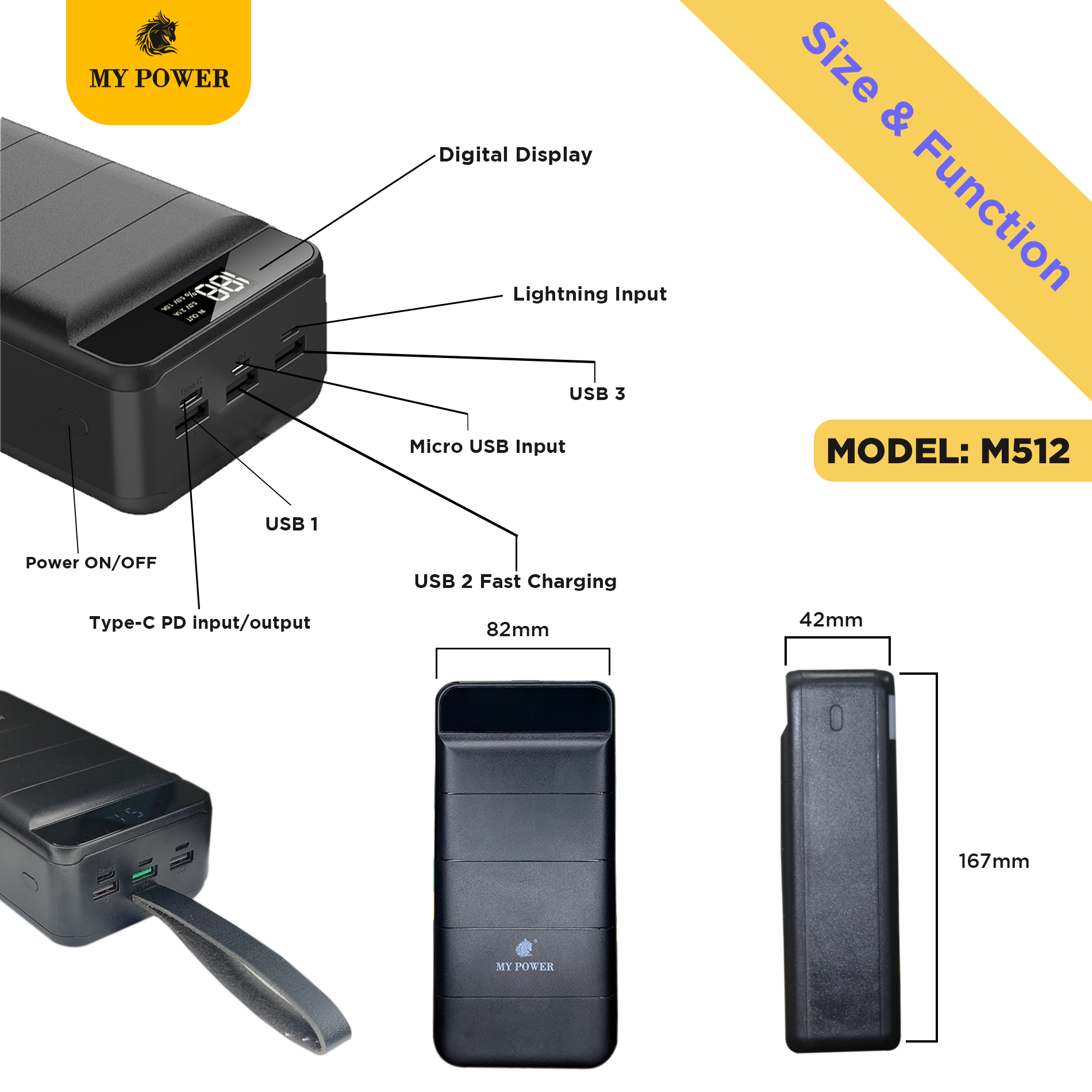 50000mah M512, QC 3.0 PD 22.5W Fast Charging Power Bank