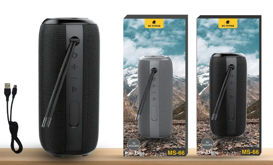 My Power MS-66 Bluetooth SPEAKER, Fabric Finished Portable Design, IPX7 Waterproof, 8-10 Hours Playback and Type-C Supported